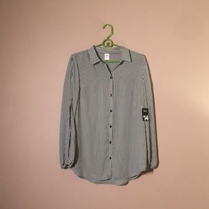 Black and White Striped Blouse with Arm Cut Outs